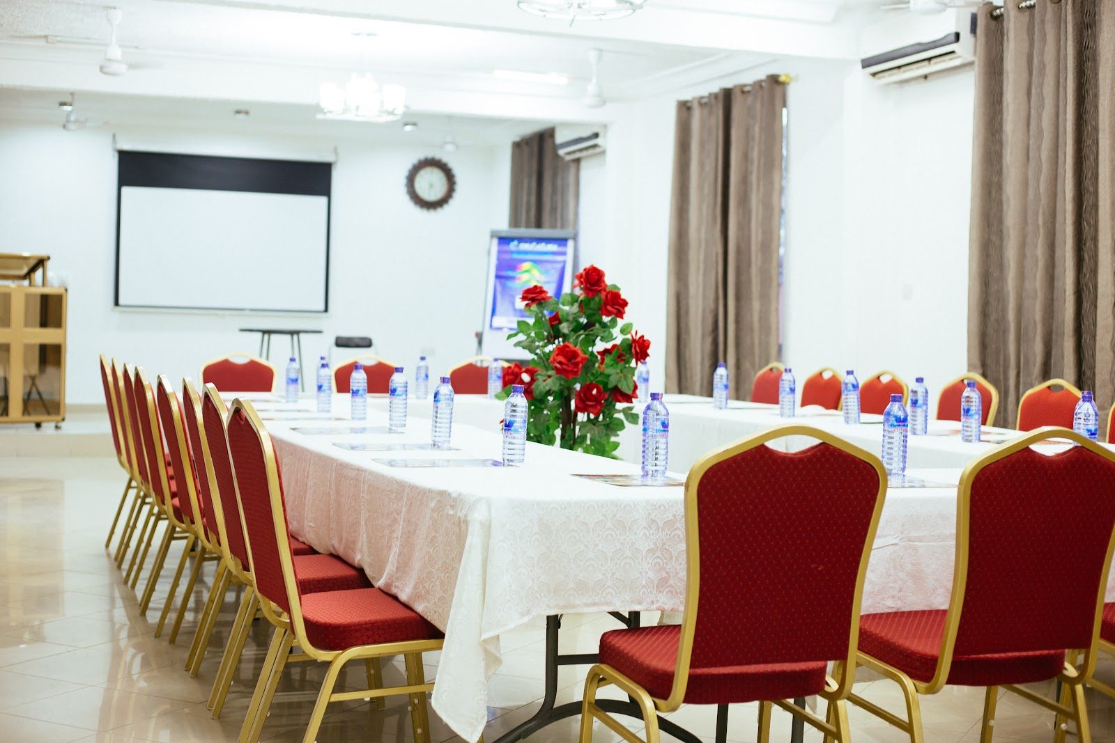 Conference room arranged for a workshop
